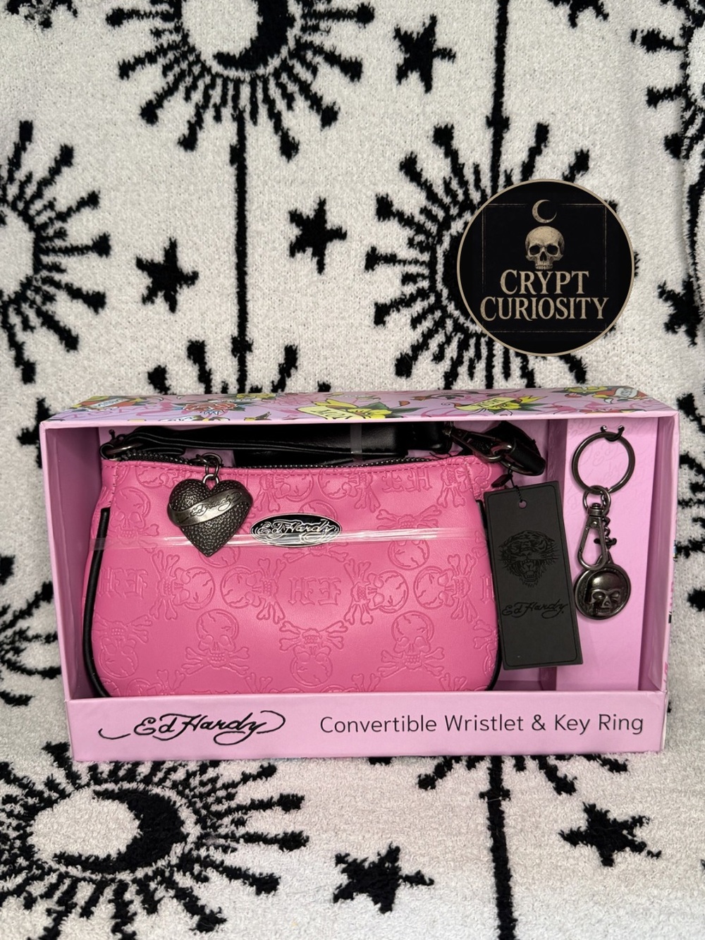Ed Hardy Pink Wristlet Mini Bag Purse